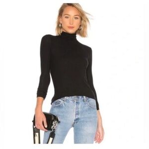 ATM Anthony Thomas Melillo Modal Rib Turtleneck Black Dark Gray Size SP